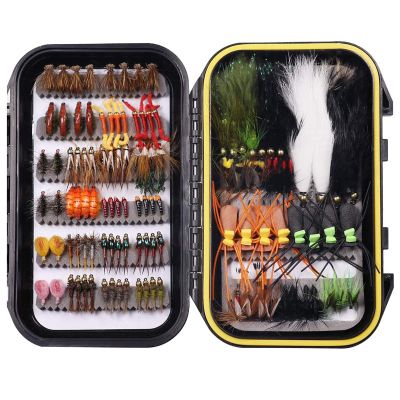 Wifreo 120pcs Fly Fishing Flies Assortment, Trout, Bass, Panfish, Salmon Flies with Waterproof Fly Box