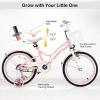BABY JOY Girls Bike, 12 14 16 18 Kids Bike for 3-8 Years Old with Training Wheels, Adjustable Seat & Handlebar, Handbrake & Coaster Brake, Children Bicycle (18 Inch W/Kickstand, Pink) view 2
