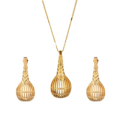 Ethiopian Fashion Pendant Necklaces Earrings Arab Gold Color African Women Jewelry Set