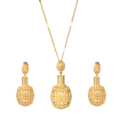 Ethiopian Gold Color Pendant Necklace Earrings Middle Eastern Arab Women Jewelry Set