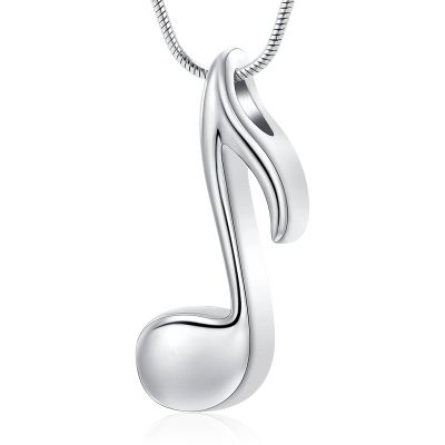 Hearbeingt Music Note Cremation Jewelry Necklace Urn Memorial Keepsake Pendant for Ashes with Funnel Fill Kit (Silver)