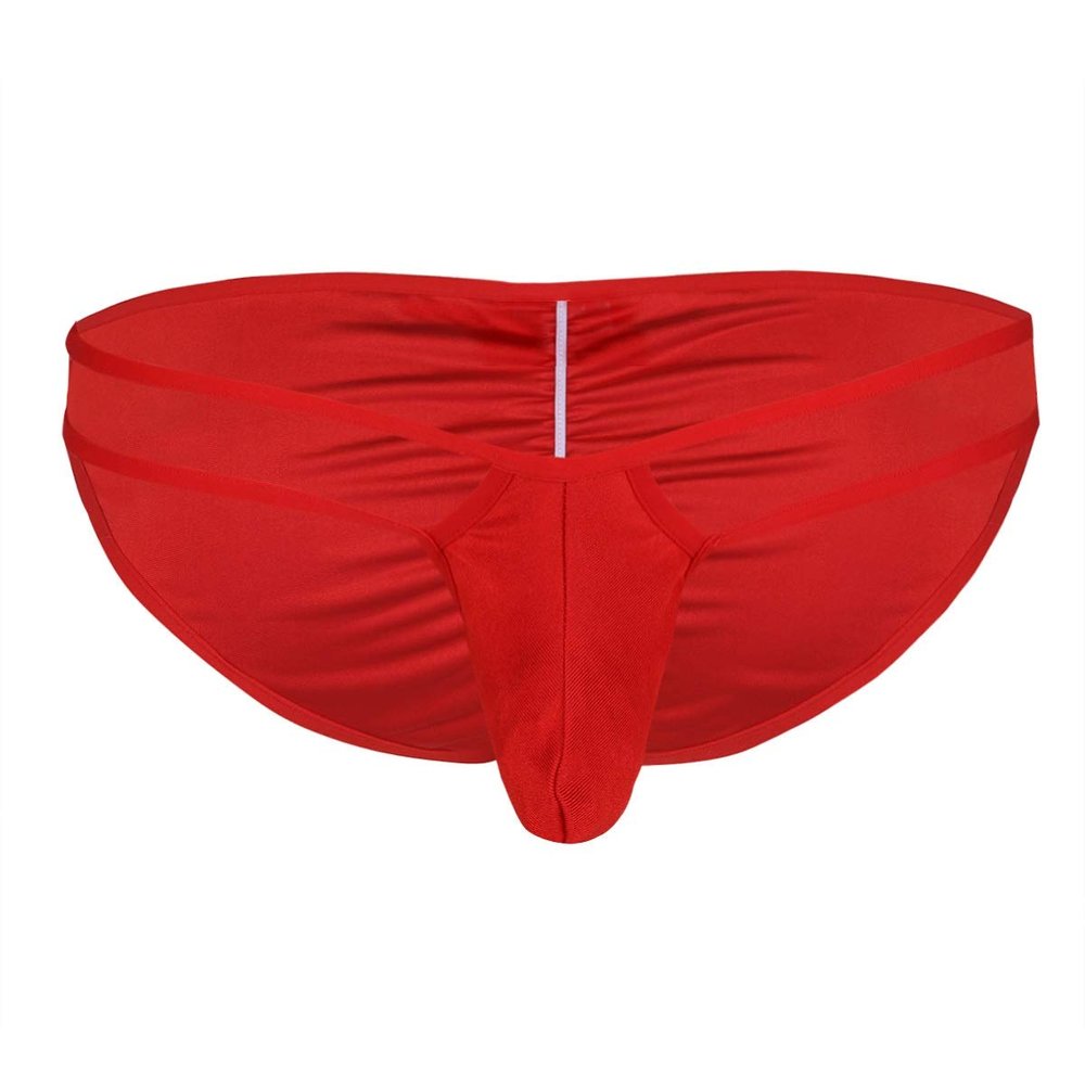DINGGUANGHE-CUP Men's Thongs, Briefs Mens Lingerie Underwear Low-Waisted Underpants Bikini Briefs Panties (Color : Red, Size : Large)