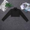 VernLan Mock Neck Long Sleeve Crop Top for Teens Youth Girls Stretch Athletic Sports Gymnastic Ballet Dance Top Shirts Black 6 view 3