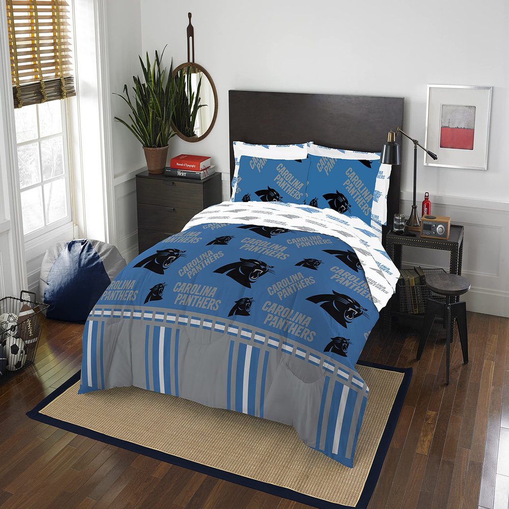 Northwest NFL Carolina Panthers Unisex-Adult Bed in a Bag Set, Queen, Rotary
