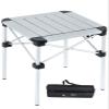 iClimb Lightweight Stable Alu. Folding Square Table Roll Up Top with Carry Bag for Camping Picnic Backyards BBQ Camp Kitchen (Silver, S) view 1