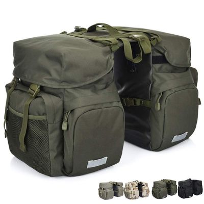 qiuqiu Double Bicycle Pannier Luggage Rack, Waterproof Rear Storage Bag, 50L Cycle Pannier Bag with Reflective Strip-B