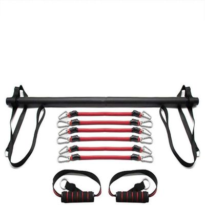qiuqiu Pilates Bar Set, Pilates Bar with Resistance Band, Elastic Adjustable Resistance Bands Pilates Stick with Foot Loop for Yoga, Stretch, Sculpt,-6 Resistance Bands