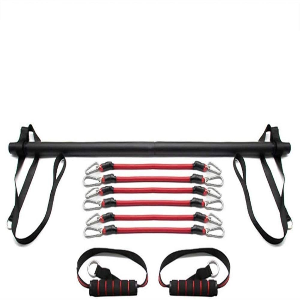 qiuqiu Pilates Bar Set, Pilates Bar with Resistance Band, Elastic Adjustable Resistance Bands Pilates Stick with Foot Loop for Yoga, Stretch, Sculpt,-6 Resistance Bands