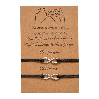 2Pcs/set Pinky Promise Long Distance Matching Bracelets Love Heart Adjustable for Couples Best Friends Couple Friendship Relationship Boyfriend Girlfriend Family Jewelry-Infinity