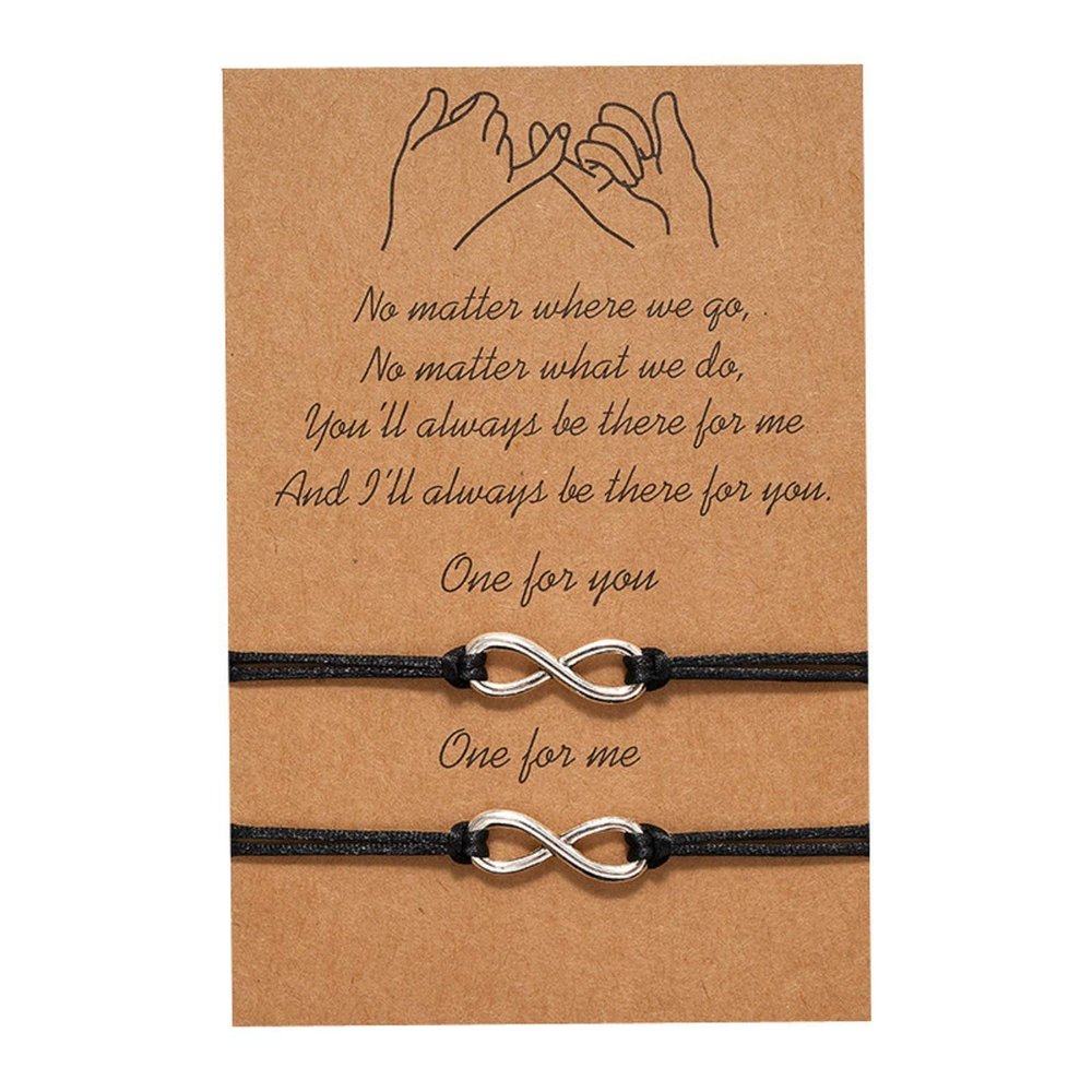 2Pcs/set Pinky Promise Long Distance Matching Bracelets Love Heart Adjustable for Couples Best Friends Couple Friendship Relationship Boyfriend Girlfriend Family Jewelry-Infinity