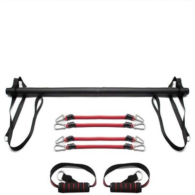 qiuqiu Pilates Bar Set, Pilates Bar with Resistance Band, Elastic Adjustable Resistance Bands Pilates Stick with Foot Loop for Yoga, Stretch, Sculpt,-4 Resistance Bands