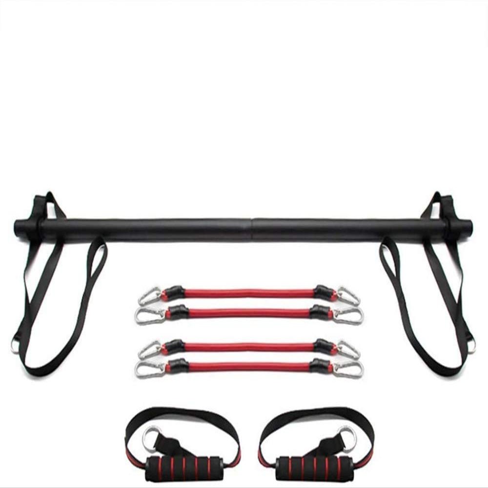 qiuqiu Pilates Bar Set, Pilates Bar with Resistance Band, Elastic Adjustable Resistance Bands Pilates Stick with Foot Loop for Yoga, Stretch, Sculpt,-4 Resistance Bands