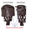 Joy's Billiard Pool Table Pockets, Leather Pool Table Pockets, Billiard Pockets, Made of Real Leather, Diamond Pattern Shield, Mahogany Color, Set of 6 view 3