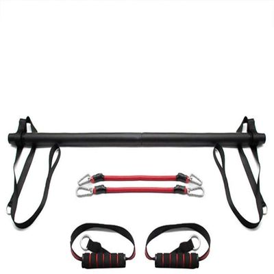 qiuqiu Pilates Bar Set, Pilates Bar with Resistance Band, Elastic Adjustable Resistance Bands Pilates Stick with Foot Loop for Yoga, Stretch, Sculpt,-2 Resistance Bands