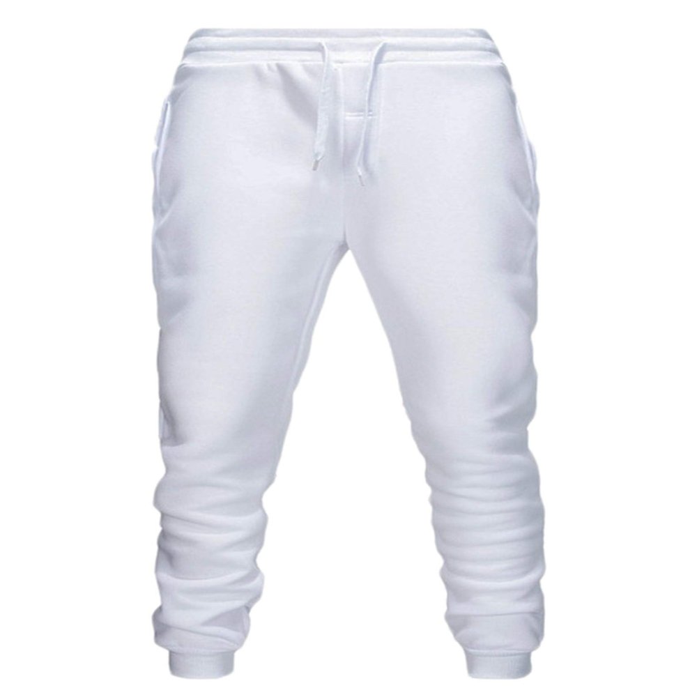 Andongnywell Men's Casual Jogger Sweatpants Basic Jogger Pants Elastic Waist with Pockets Trousers (White,3X-Large)