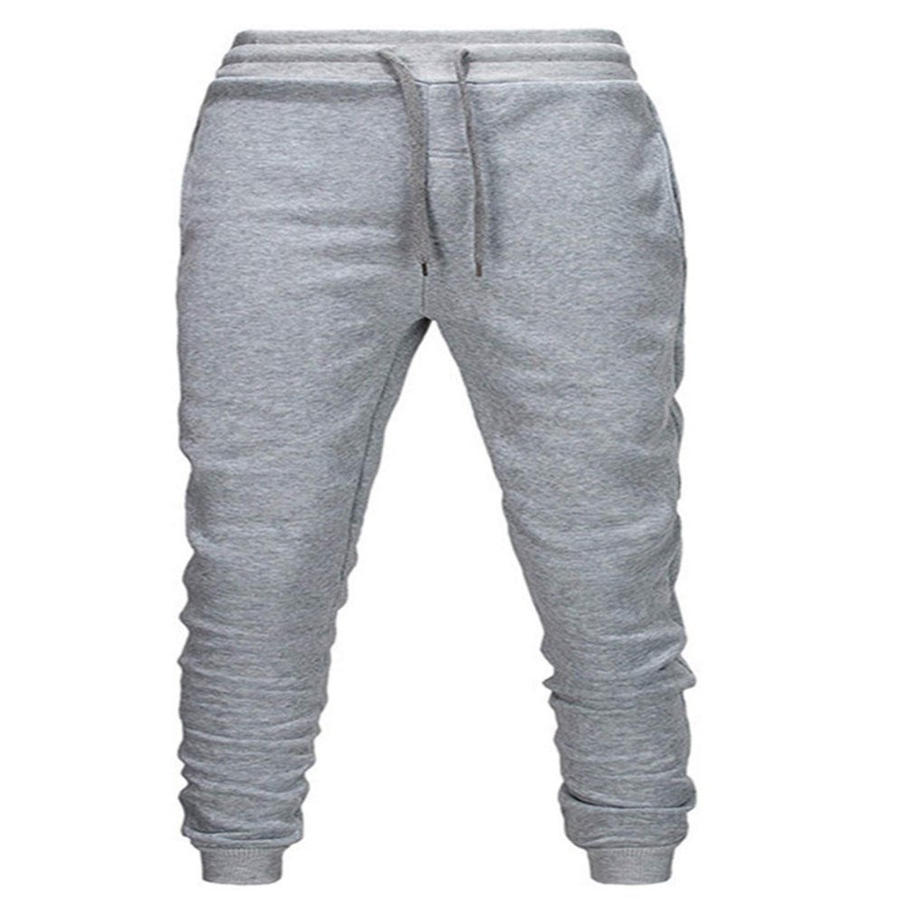 Andongnywell Men's Casual Jogger Sweatpants Basic Jogger Pants Elastic Waist with Pockets Trousers (Gray,Small)