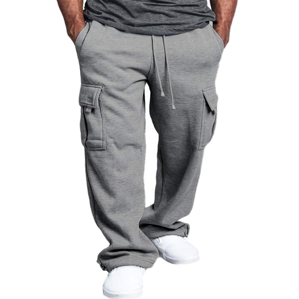 Andongnywell Men's Cargo Pants Slim Fit Casual Jogger Pant Sweatpants Elastic Waist Drawstring Trousers (Light Grey,X-Large)
