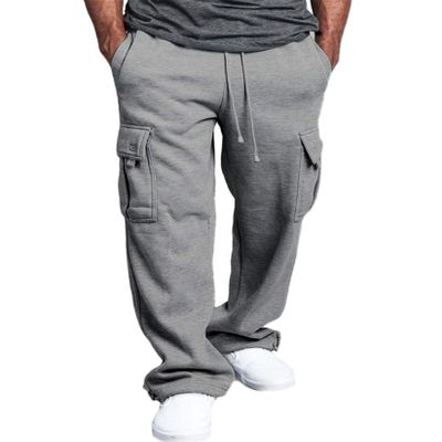 Andongnywell Men's Cargo Pants Slim Fit Casual Jogger Pant Sweatpants Elastic Waist Drawstring Trousers (Light Grey,XX-Large)