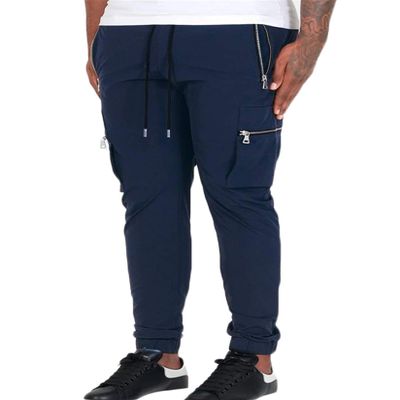 Andongnywell Men's Cargo Jogger Pants Workout Sweatpants Casual Trousers with Pockets Solid color Slim Pant (Navy Blue,Large)