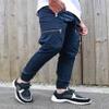 Andongnywell Men's Cargo Jogger Pants Workout Sweatpants Casual Trousers with Pockets Solid color Slim Pant (Navy Blue,Large) view 3