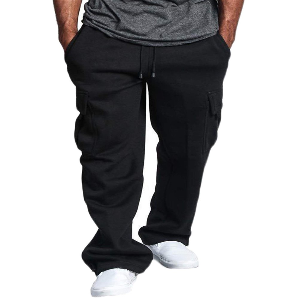 Andongnywell Men's Cargo Pants Slim Fit Casual Jogger Pant Sweatpants Elastic Waist Drawstring Trousers (Black,Medium)