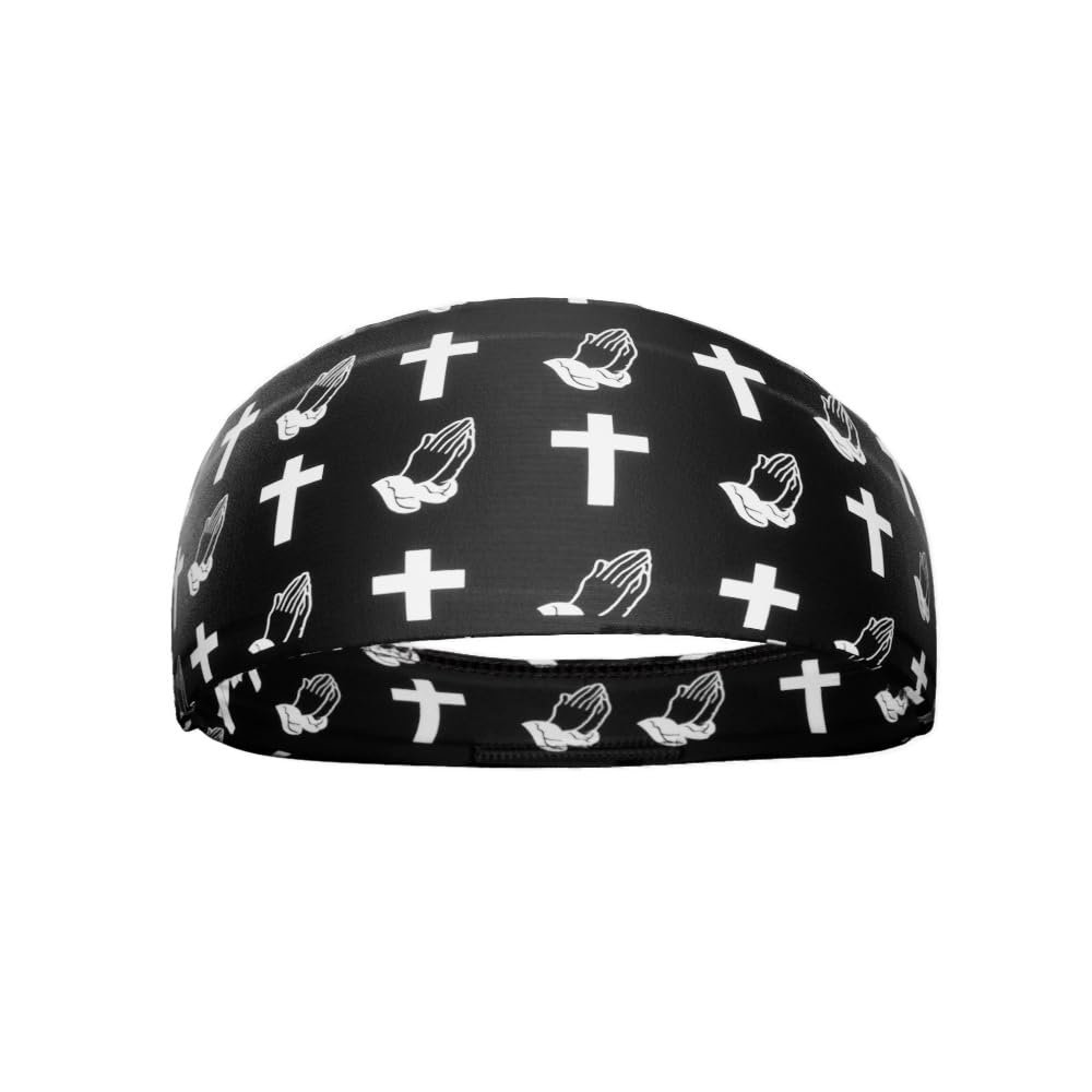 Elite Athletic Gear Unisex Headband/Sweatband. Multiple Designs! Sports, Fitness, Working Out, Yoga. (Praying Crosses)