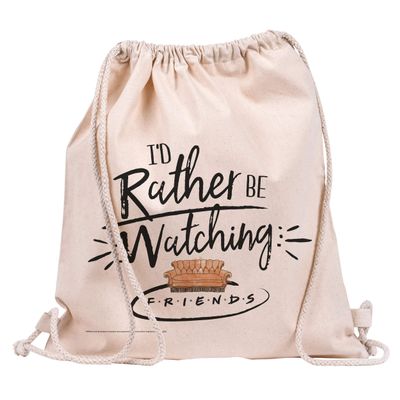 GB eye Eco, Peach, Friends Rather Be Watching Drawstring Bag