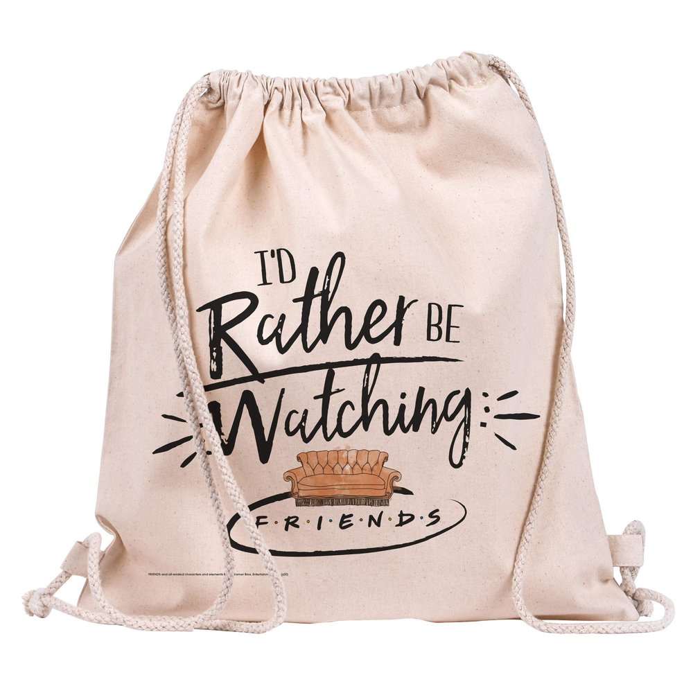 GB eye Eco, Peach, Friends Rather Be Watching Drawstring Bag