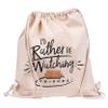 GB eye Eco, Peach, Friends Rather Be Watching Drawstring Bag view 1