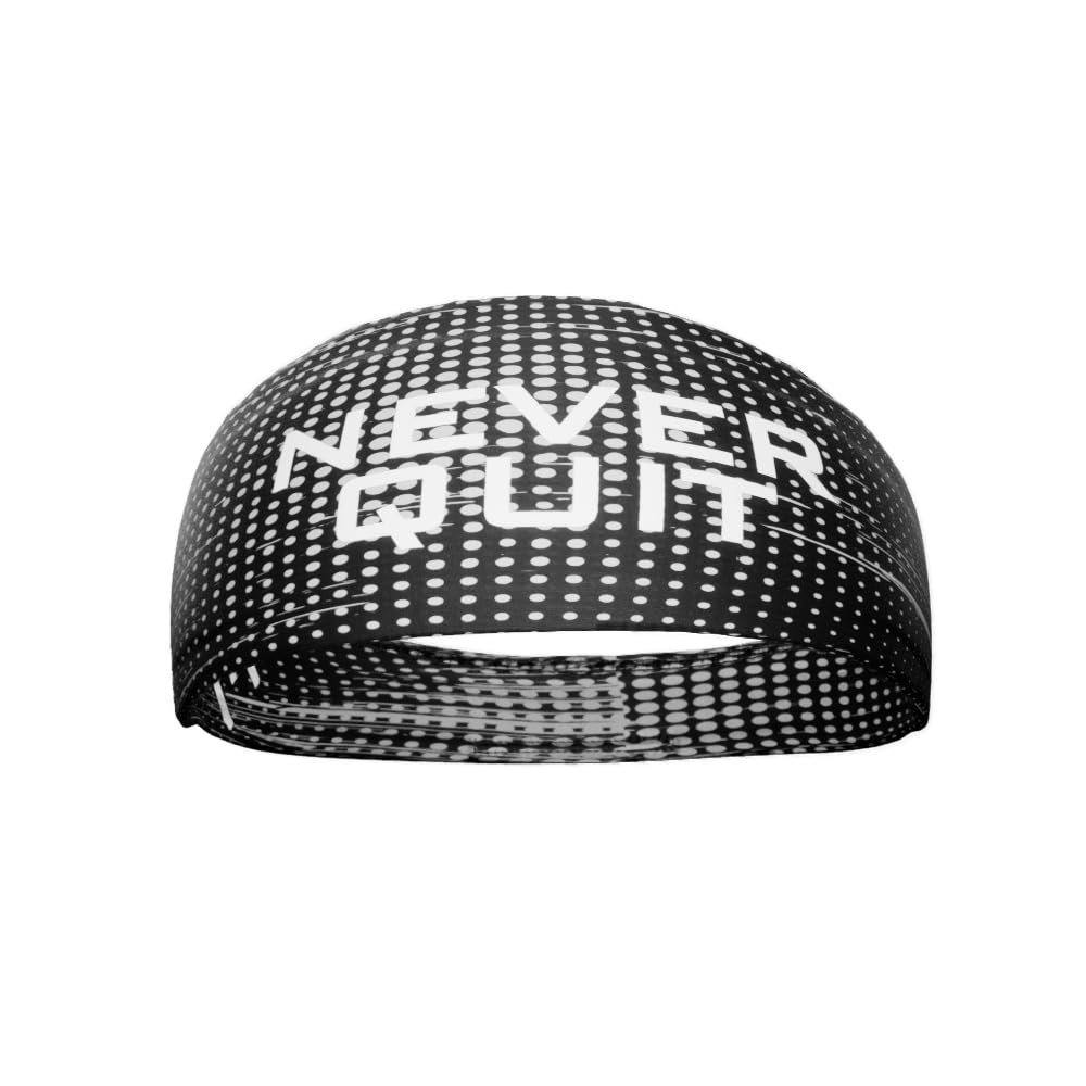 Elite Athletic Gear Unisex Headband/Sweatband. Multiple Designs! Sports, Fitness, Working Out, Yoga. (Never Quit)