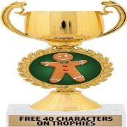 Crown Awards 6.5" Gingerbread Man Chaplet Gold Cup Trophy, Gingerbread Man Trophies, 10 Pack