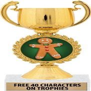 Crown Awards 6.5" Gingerbread Man Chaplet Gold Cup Trophy, Gingerbread Man Trophies, 10 Pack