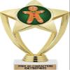 Crown Awards 6" Gingerbread Man Shiny Star Gold Trophy, Gingerbread Man Trophies, 10 Pack view 1
