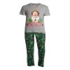 Mens Buddy Elf Need Hugs! Christmas Classic Fit 2 Piece Pajama Set, (Size Small, Grey/Green) view 1