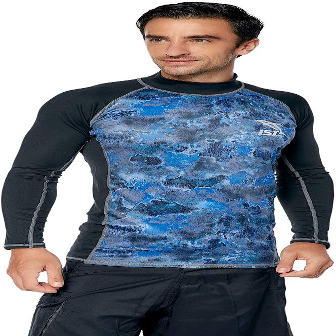 IST DS46 Unisex Long Sleeve Rash Guard (Small, Blue)