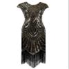 Women's Flapper Dresses 1920s Gatsby Sequin Fringed Party Costume with Headpiece (Style02-Black&Gold, Small) view 2