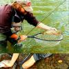 Aventik Fly Floating Fishing Carbon Fiber Landing Net Clear Rubber Ghost Net Catch & Release with Magnetic Net Release(Long Handle withblack with Magnetic Release) view 3