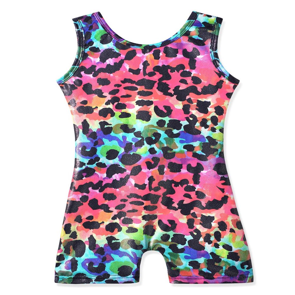 HOZIY Leotards for Girls Gymnastics Spandex Size 9-10 Years Old Colorful Rainbow Camouflage