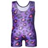 Gymnastics Leotards for Girls Purple Leopard 5t Size 5-6 Years Old Dance Shorts view 2