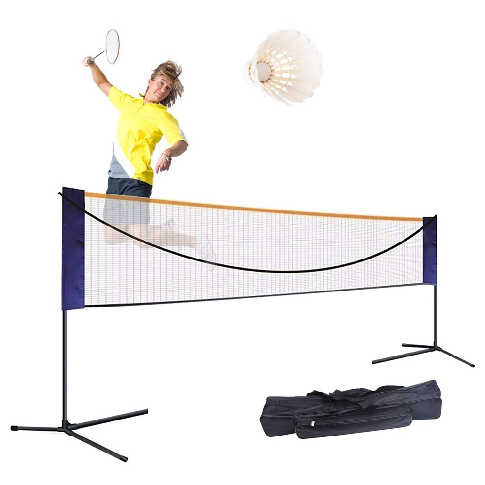 CNCEST 20FT Portable Standard Badminton Net Set, Adjustable Height, Nylon Net with Poles, for Outdoor Double Court, Volleyball, Tennis
