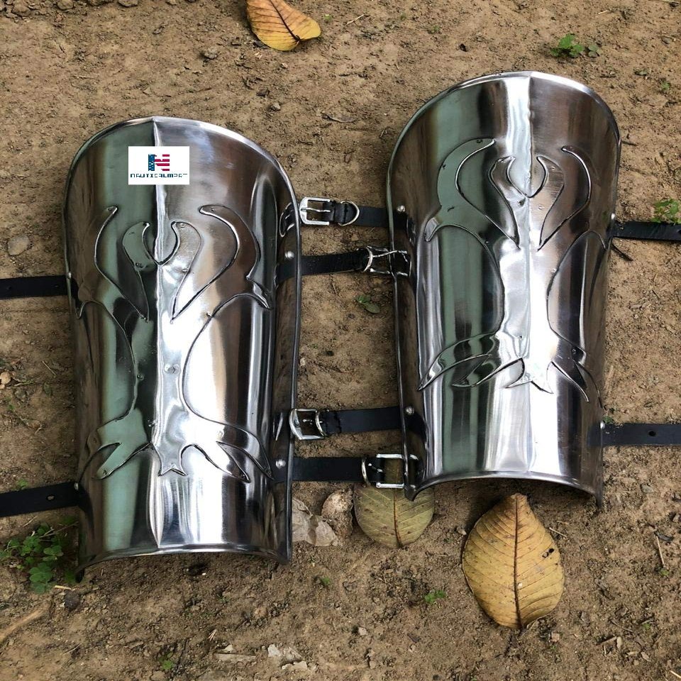 Nautical-Mart Medieval Knight King Elendil Armour Gondor Fountain Arm bracers & Leg Greaves (Leg Greaves)