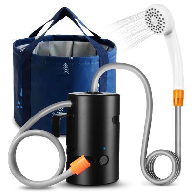 B. TAWD Portable Camping Shower,USB Charging, Built-in 4400mAh,Outdoor Camping Shower Pump+Camping 20L Folding Bucket, self-Priming Pump Draws Water to The showerhead for Camping,Hiking, Beach,Travel