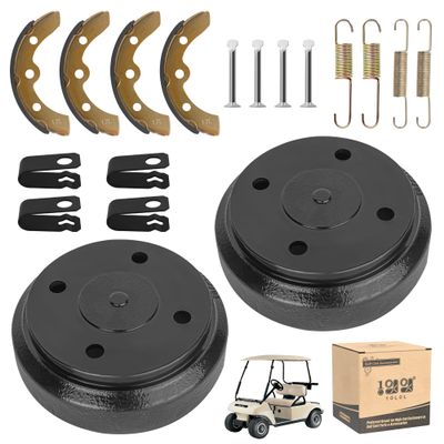 10L0L Golf Cart Brake Drums & Brake Shoes Spring Kit for Club Car DS 1995-Up and Precedent 2004-Up Gas and Electric Golf Carts, Replace OEM 101791101 1018232-01 10603 1011466/10181630