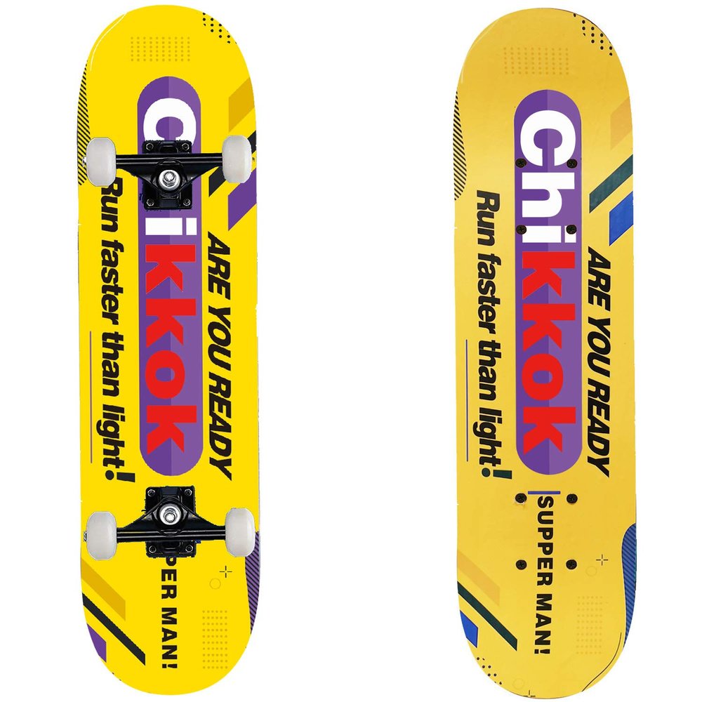 CHIKKOK Skateboard, 7-Layer Hard Maple Deck for Youths,Beginners,110 lb,23.6X 6 lnches,602