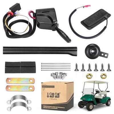 10L0L Golf Cart Turn Signal Kit for Yamaha Club Car EZGO with 9-pin Plug Wiring Harness (Input Voltage 12V), Golf Cart Blinker Kit Included Horn Brake Pad Hazard Light Switch