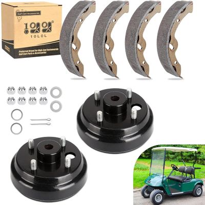 10L0L Golf Cart Brake Drum & Brake Shoes Kit for EZGO TXT 1996-Up Electric Golf Carts, Rear Brake Hub Drum Maintenance & Repair Kit, Replace OEM# 19186G1 70794G01 70795G01 27943G01 27945G01