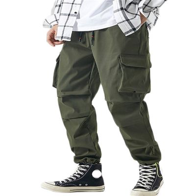 Andongnywell Slim Fit Mens Work Pants Cotton Jogging Pants Drawstring Baggy Sweatpants Hip Hop Trousers (Army Green,Medium)