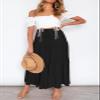 HAEOF Women's Summer Flowy Boho Maxi Skirt A Line Pleated Tiered Long Skirts with Pockets Fashion Beach Vacation Outfits (Black, M) view 2