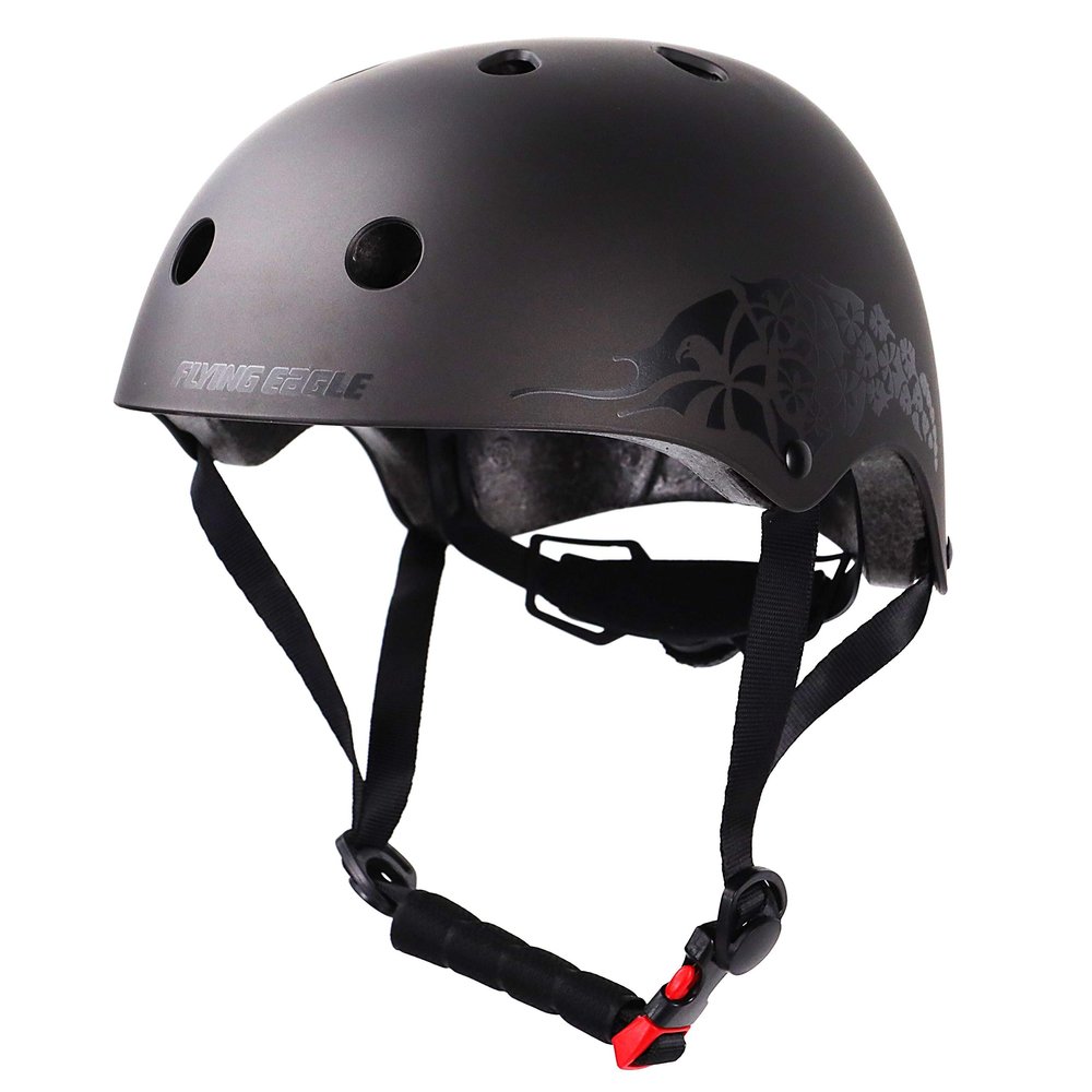 Flying Eagle Skate Helmet Mettle - Skateboard for Adults Black, Medium