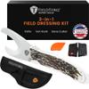 FieldTorq Field Dressing Kit | 3-in-1 Super Tool with Sheath & Sharpener | Skinning Knife for Hunting | Gut Hook | Deer Hunting Knife Set | Stag